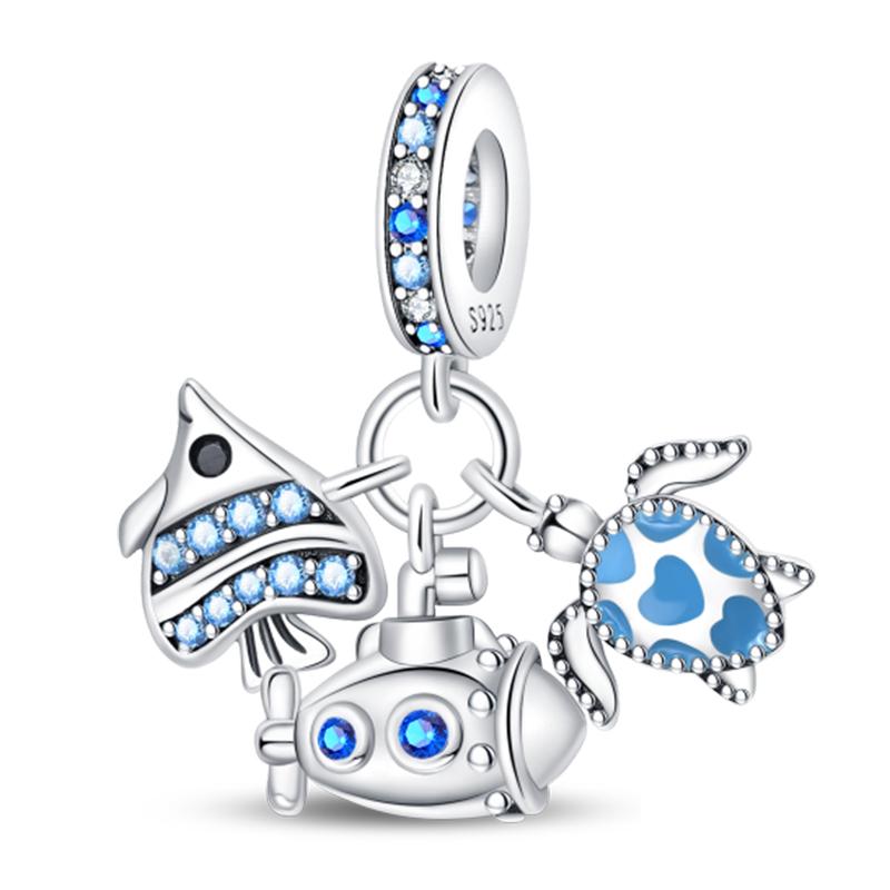 Ocean Trendy 925 Silver Dolphin Crab Boat Beach Charms Beads Fit 3mm Bracelets DIY Thoughtful Fine Jewelry Making Gifts