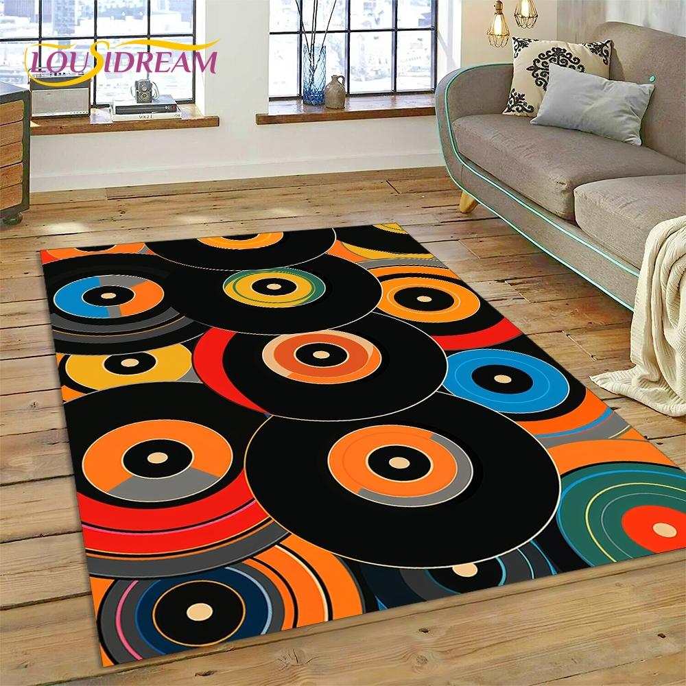 Vinyl Record Music DJ Screen tape Rug Carpet for Living Room Bedroom Home Decor,Floor Mat Non-slip Decoration for Sofa  Doormat