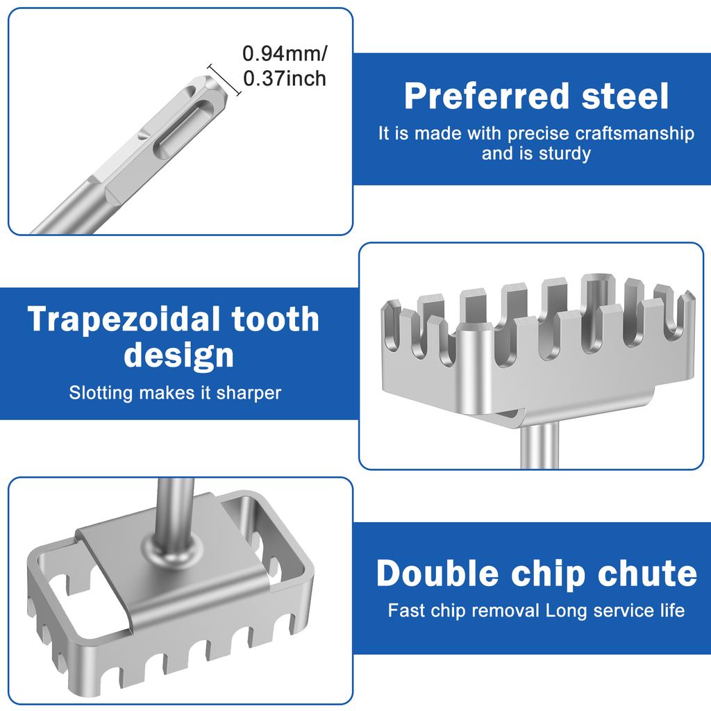 Square Hole Opener for SDS Plus Rotary Hammer Fast Wall Square Hole Puncher for Electrical Box Wall Slotting Installation Socket