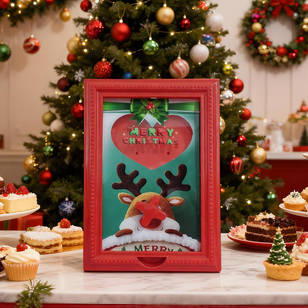 Candy Dispenser Picture Frame Holiday Christmas Reindeer Decor Gumball Machine Picture Frame For Birthday Holiday Christmas