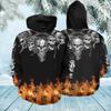 Nuovo Hoodie da Uomo Premium Autunno/Inverno 2026 Stampa 3D Fiamme Teschio Motociclista Stile Street Gothic Hip-Hop