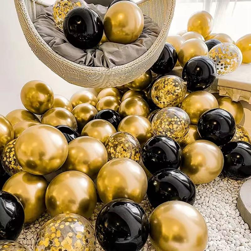 30Pcs Gold Black Metallic Confetti Balloons For Birthday Party Wedding Decoration Graduation Party Supplies Baby Shower New Year
