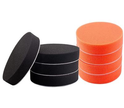 125mm Sponge Buff for Car for Electric Urethane Flat Velcro Washing, Polishers, Buff, Sponge, Closure, 8-Pack (Black + Orange)
