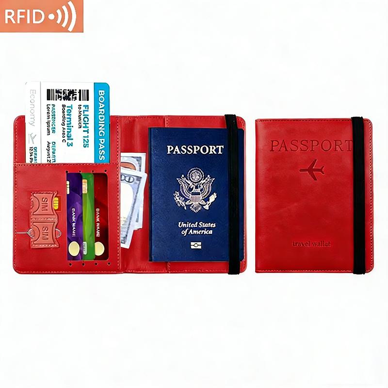 Unisex PU Leather Passport Holder - RFID Blocking Travel Wallet for Credit/ID Cards & Tickets (Men & Women)