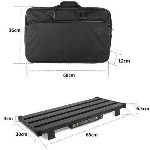 GOKKO Guitar Effects Pedal Board with Detachable Power Supply, Durable and Ultra-Lightweight Aluminum Alloy Construction, and Storage Bag (XL-650x300x