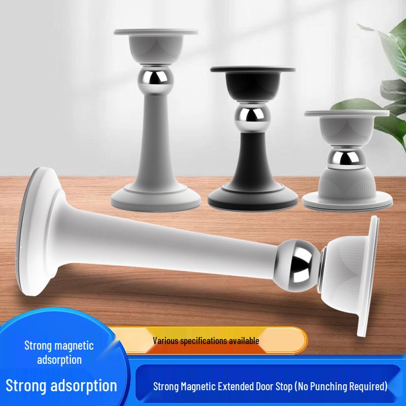 Magnetic No-Drill Silicone & Wooden Door Stopper – Strong Anti-Collision Bumper