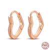 100% 925 Sterling Silver Rose Gold Heart Geometric Pave CZ Hoop Earrings For Women Wedding Engagement Birthday Jewelry Gift 2023