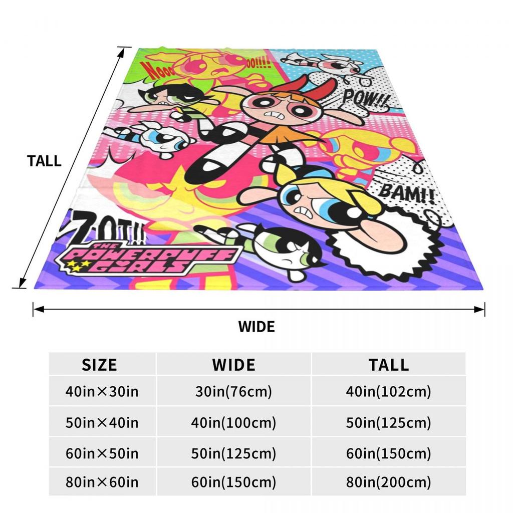 The Powerpuff Girls Flannel Blankets Soft Warm Bedding Throws for Couch Chair Decorative Funny Bedspread Sofa Bed Cover