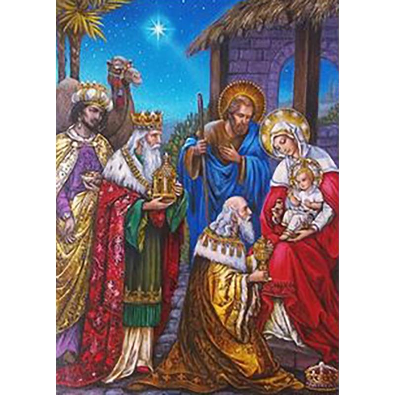 DIY 5D diamantmaleri helrundt borekorsstingsett Diamantbroderi Religion Mosaikk Portrett Hjemmedekor Veggkunstgave