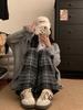 Women's Korean Style High Waist Plaid Wide Leg Pants - Retro, Loose, and Slimming for Spring & Autumn
