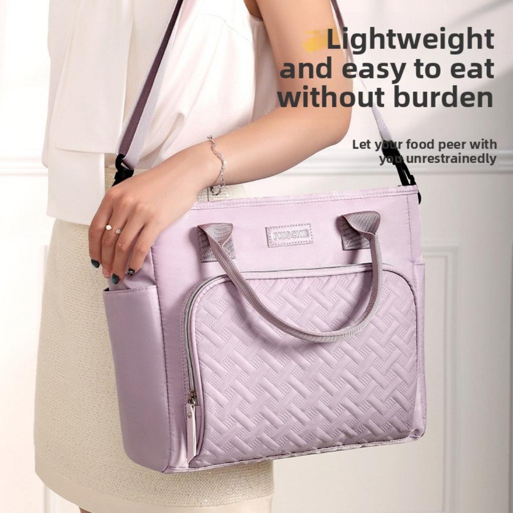 Large Insulated Lunch Bag, Portable Insulated Handbag with Adjustable Shoulder Strap and Handle, Hot and Cold Food Carrier, Outdoor Beach Cooler Bag