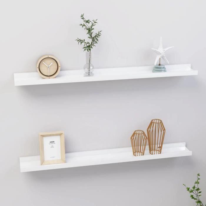 VidaXL Étagères murales 2 pcs Blanc brillant 80x9x3 cm