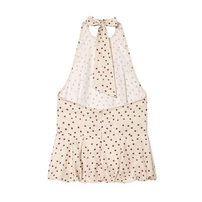 European and American Style, New Women's Clothing, Polka Dot Linen Blended Balloon Version Top 3911700