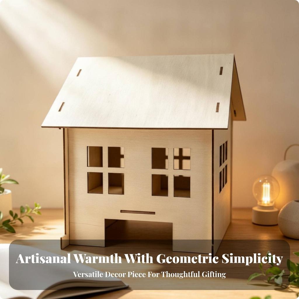 Natural Wood Craft House Model Easy to Assemble for Reading Nooks