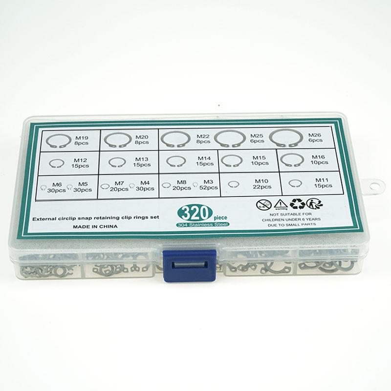 

320 шт. стопорное кольцо/зажим/пружина/прокладка/карточка вала из нержавеющей стали 304 для вала 3-26 мм набор 3-26m