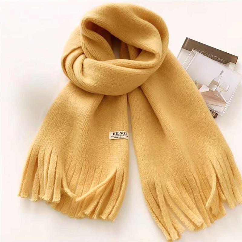 Imitation cashmere cloth label knitted scarf women's autumn and winter thickened warm versatile student couple wool circumference