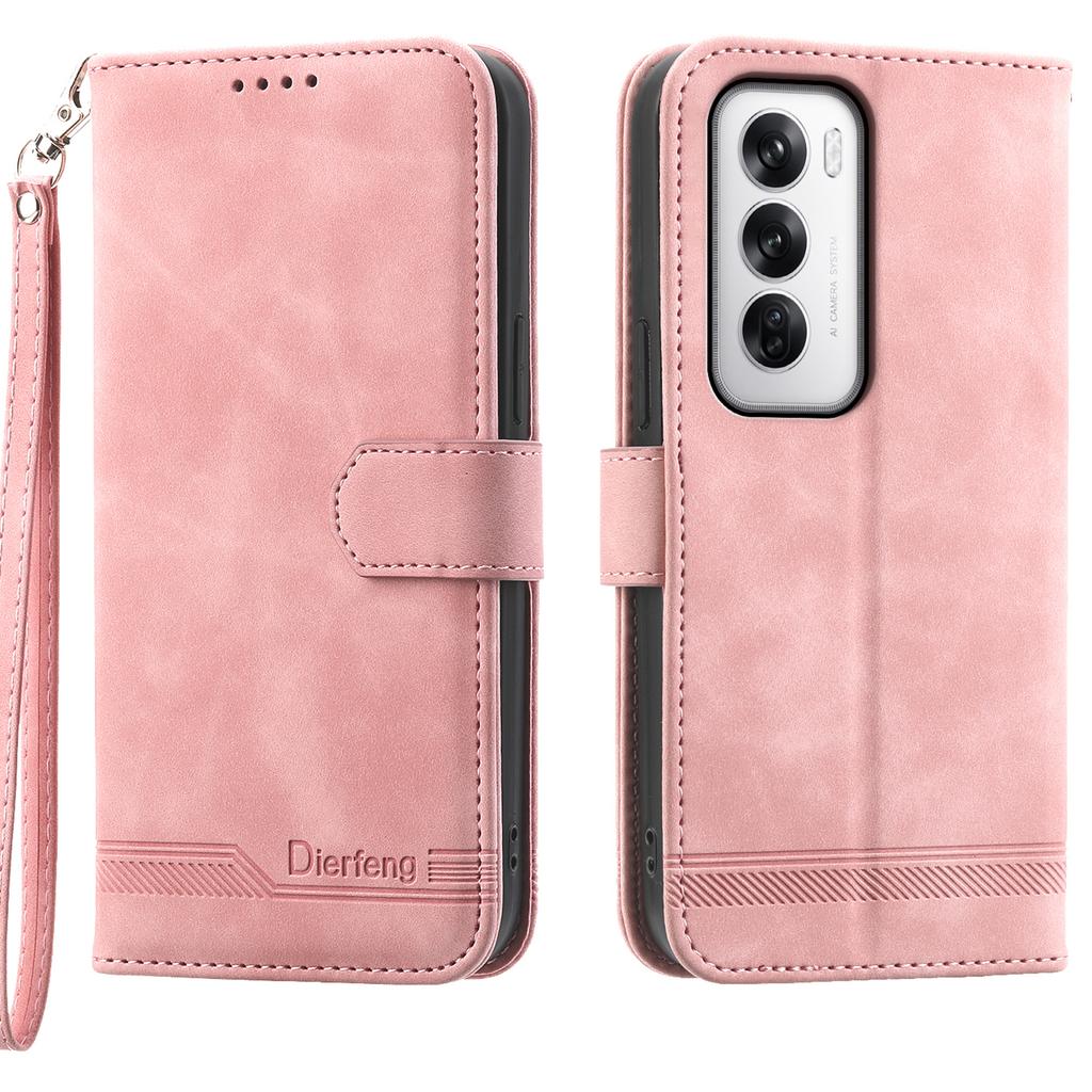 DIERFENG DF-03 Für Oppo Reno12 5G (Global) Stoßfestes Etui Leder Brieftasche Handyhülle