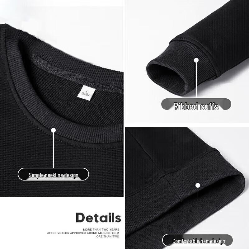 Jeanswest Men's Solid Crewneck Pullover Sweatshirt