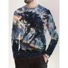 Autumn Round Neck Fashionable Versatile Leisure 3D Long Sleeved T-shirt Fun Skull Animal Printed T-shirt Men Loose Large T-shirt