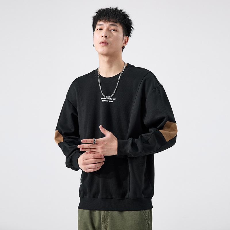 Осенний плотный свитер с круглым вырезом в тон цвета — фото 3