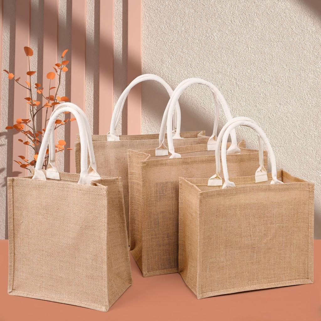 Linen Bag Hand-painted Cotton Sacks Jute Portable Imitation Sacks Linen Bags Shopping Bags Laminated Bags