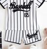 Ensemble 2 pièces pour tout-petits garçons, style baseball cool avec impression 65, Vêtements décontractés rayés d'été pour enfants, Parfait pour les jeux et l'extérieur