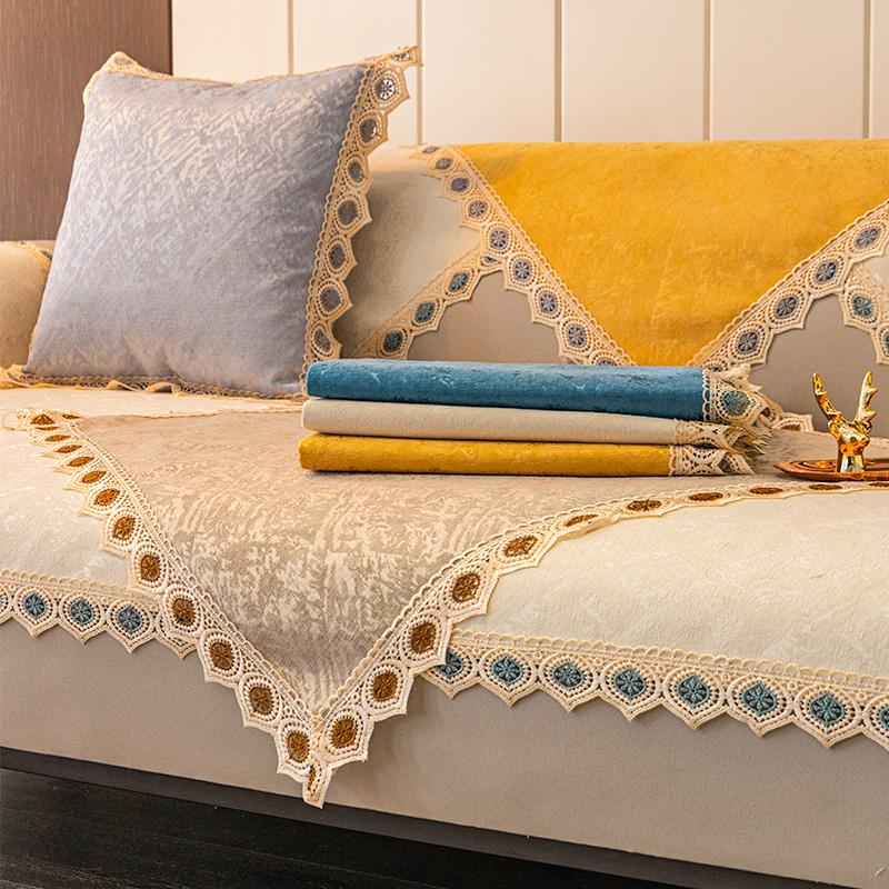 Chenille Sofa Cushion Four Seasons Universal Simple Modern Non-Slip Sofa Cover Light Luxury Style Seat Cushion Backrest Cover Cloth