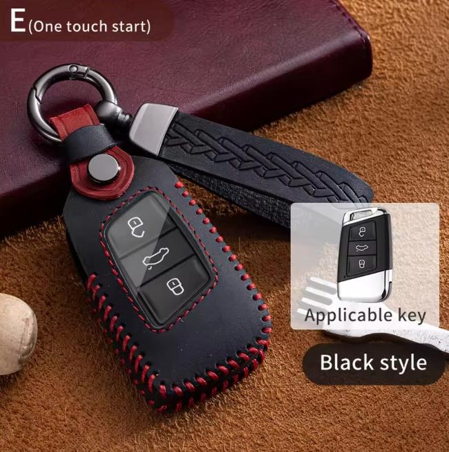 Leather Car Key Fob Bag Cover Case For VW Volkswagen Passat B8 Tiguan Magotan Golf For Skoda Kodiaq Smart Protector