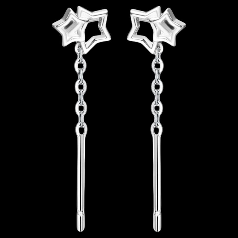 

Silver XINGX Tassel Hanging Earrings Female Ear-Caring No Need to Take off Stud Earrings Short Ear Chain New Arrival Cold Feeling No Need to Take off Silver a pair of alloys