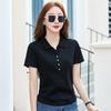 Women's Solid Color Polo Collar Short Sleeve T-shirt - Summer 2026 Fashion Casual Top