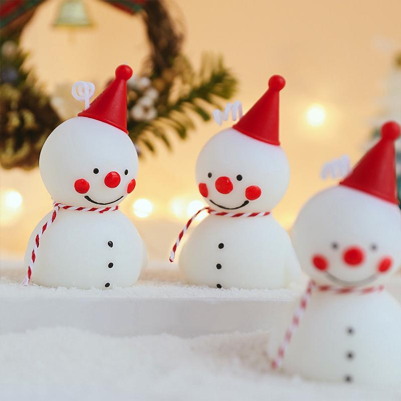 1PC Scented Candles Creative Cartoon Ornaments Photo Props Snowman Cute White Vintage Decorative Table Decoration Gifts