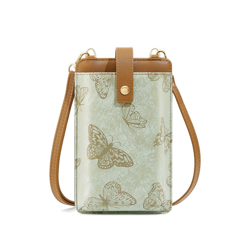 

Butterfly Phone Crossbody Bag PU Leather Women s Messenger Bag Fashionable Mobile Phone Bag Beach коричневый