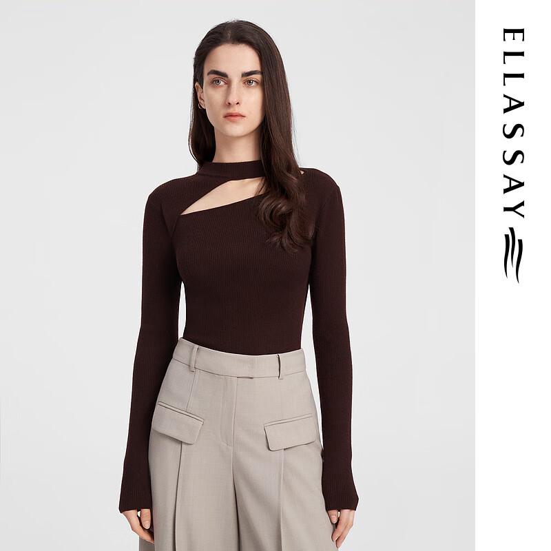 ELLASSAY Women's Merino Wool Cut-out Slim-Fit Knit Sweater