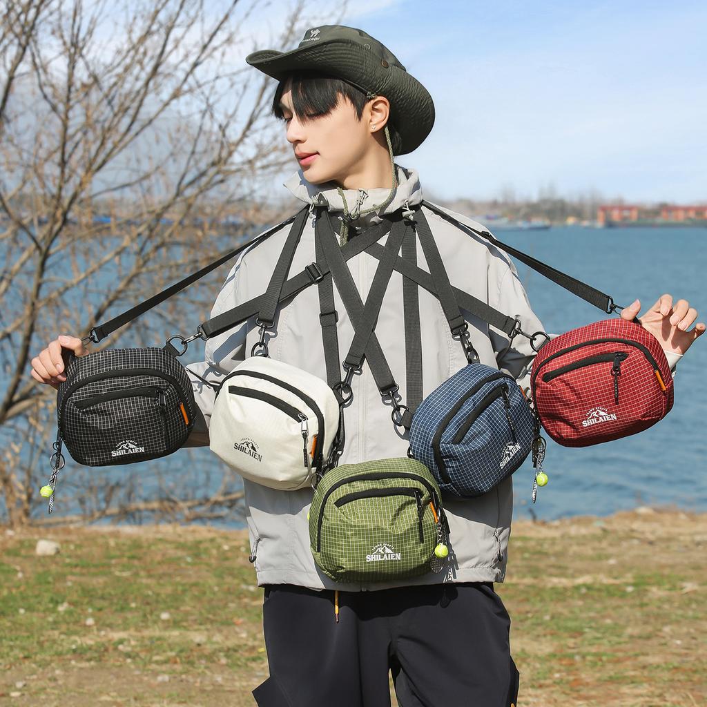 Summer outdoor hiking satchel lightweight breathable wear-resistant anti-splashing messenger bag short distance hiking satchel leisure