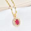 Ruby Necklace Women'S High-End Luxury Trend Court Style Slightly Inlaid Zircon Pendant Collarbone Chain