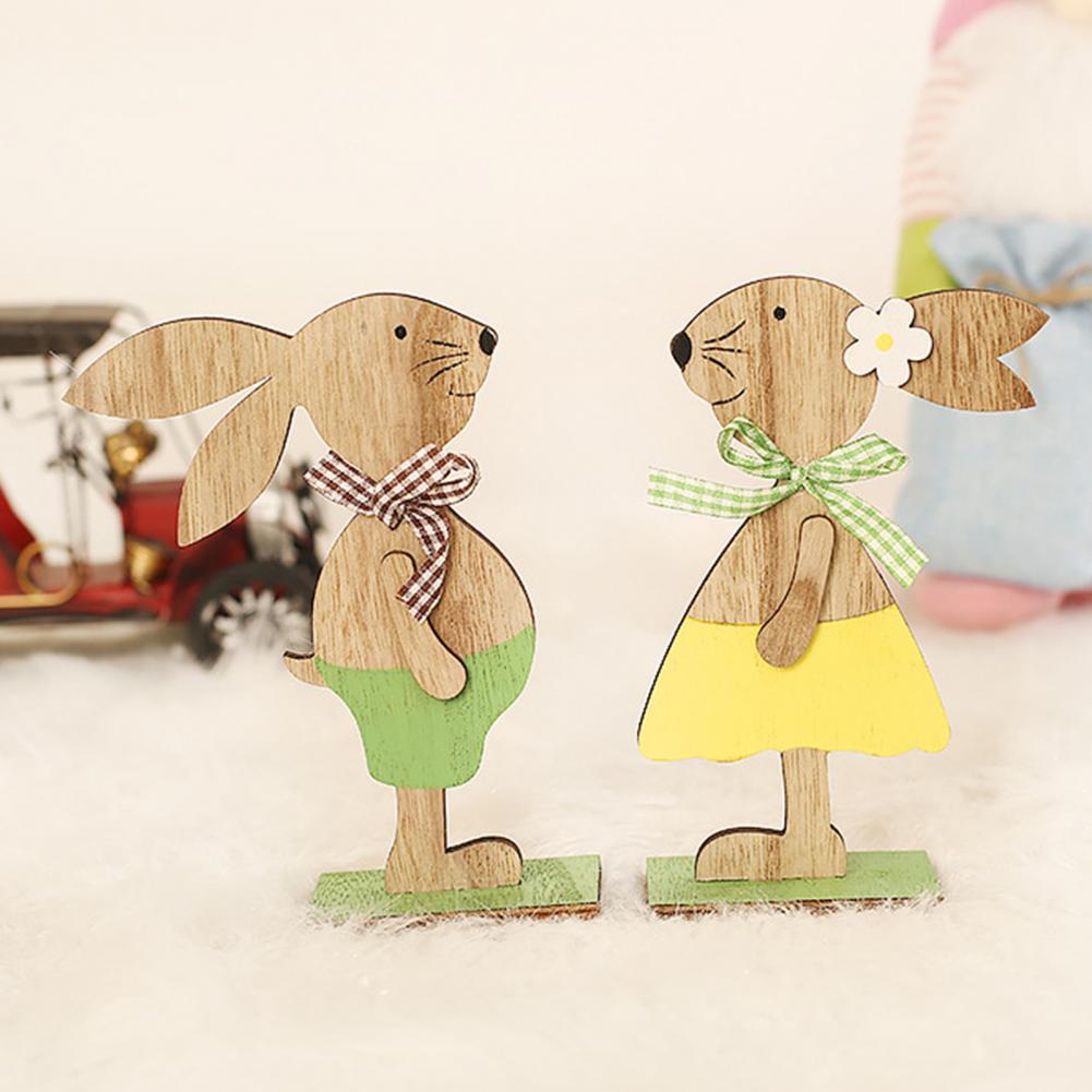 Velikonoční zajíci Dekorace Kreativní Velikonoční Králík Stolní Ozdoba Rok 2025 Dřevěný Králíček Dekor