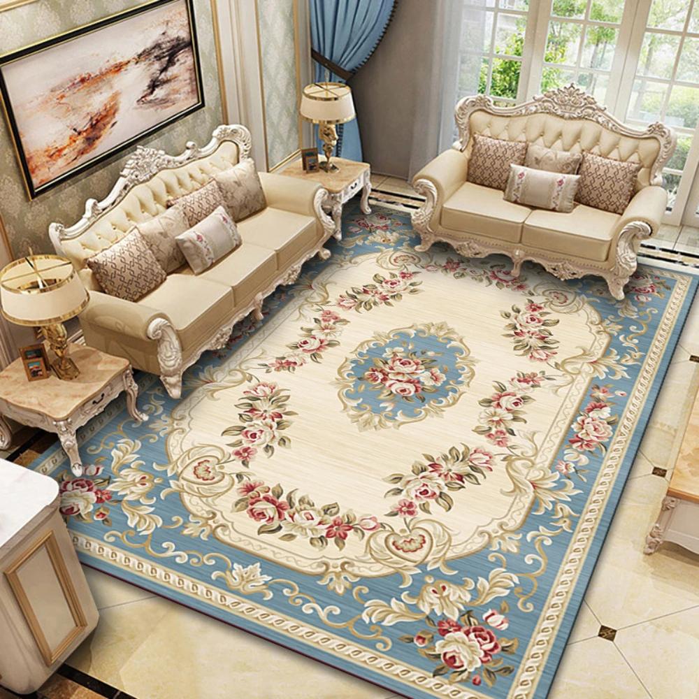 Retro Persian Türkiye Style Red Blue Print Carpet Living Room Decor Sofa Rug Bedside Soft Rug Kitchen Table Hallway Floor Mat