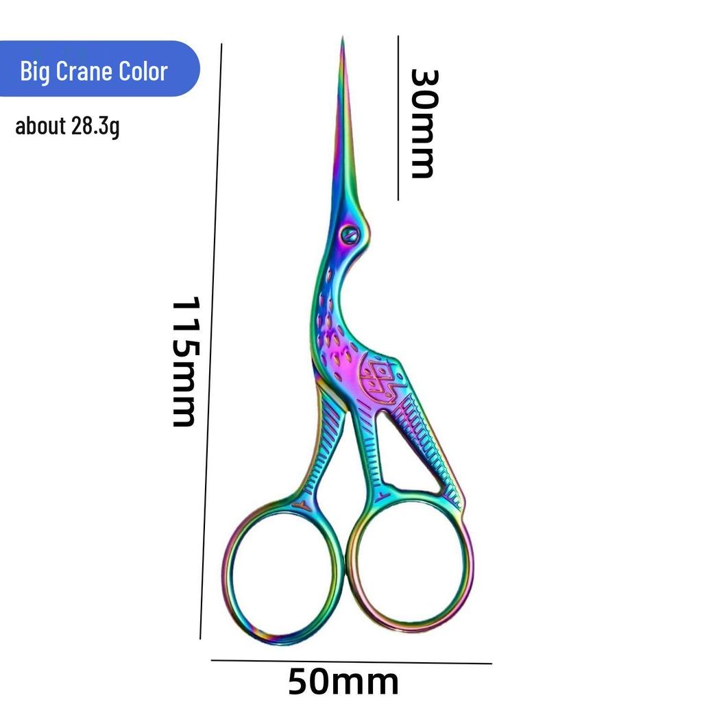 Ciseaux à fil point de croix rétro Grue Dorée - Outil de Beauté et d'Artisanat en Titane