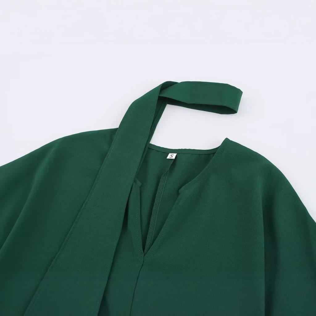 Spring 2025 Women's Fashion: Loose Batwing Sleeve Long Dress with Tassel Detail