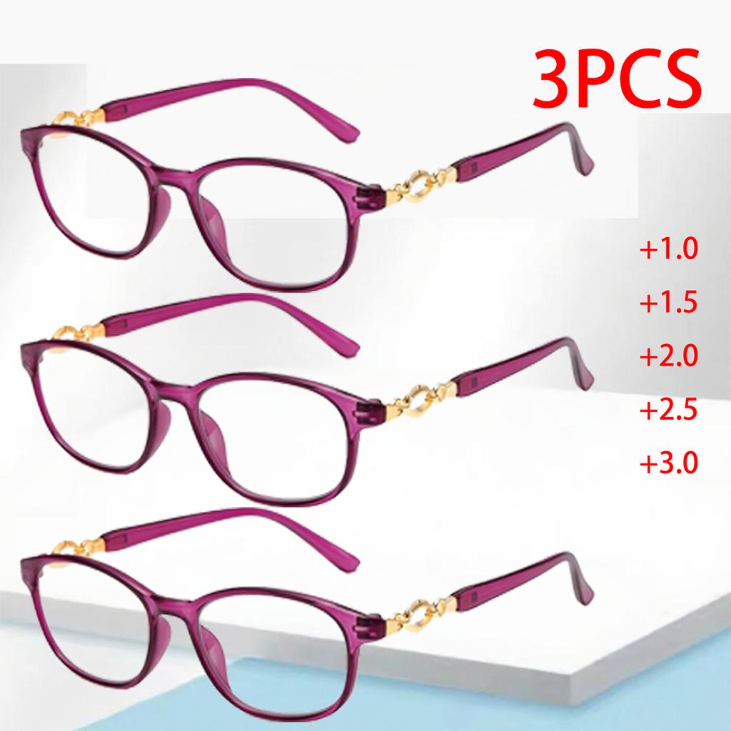 3PCS Anti-Fatigue Reading Glasses - Blue Light Blocking HD Resin Lenses Metal Hinge for Men & Women
