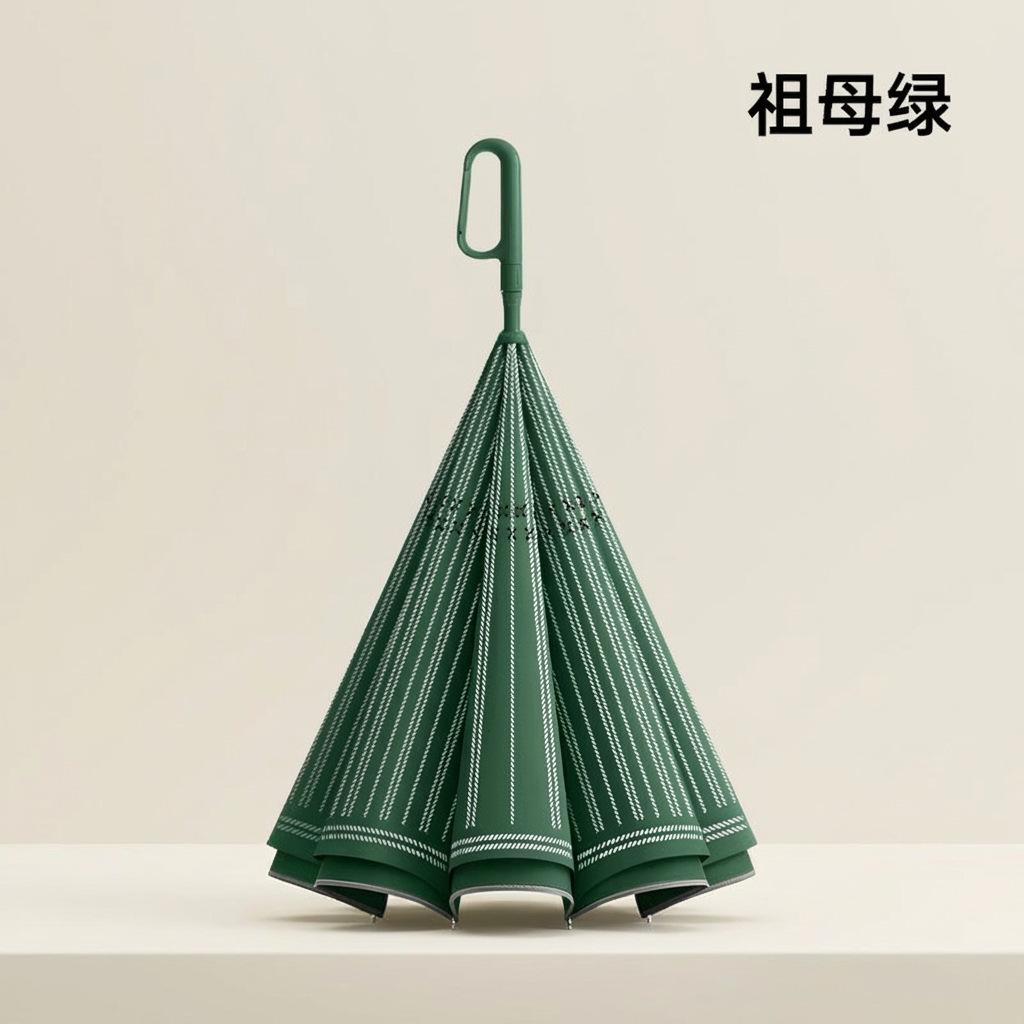 Ring-lock double-layer fully automatic reverse umbrella, long handle, large car umbrella, enlarged, reinforced, thickened, wholesale umbrellas for