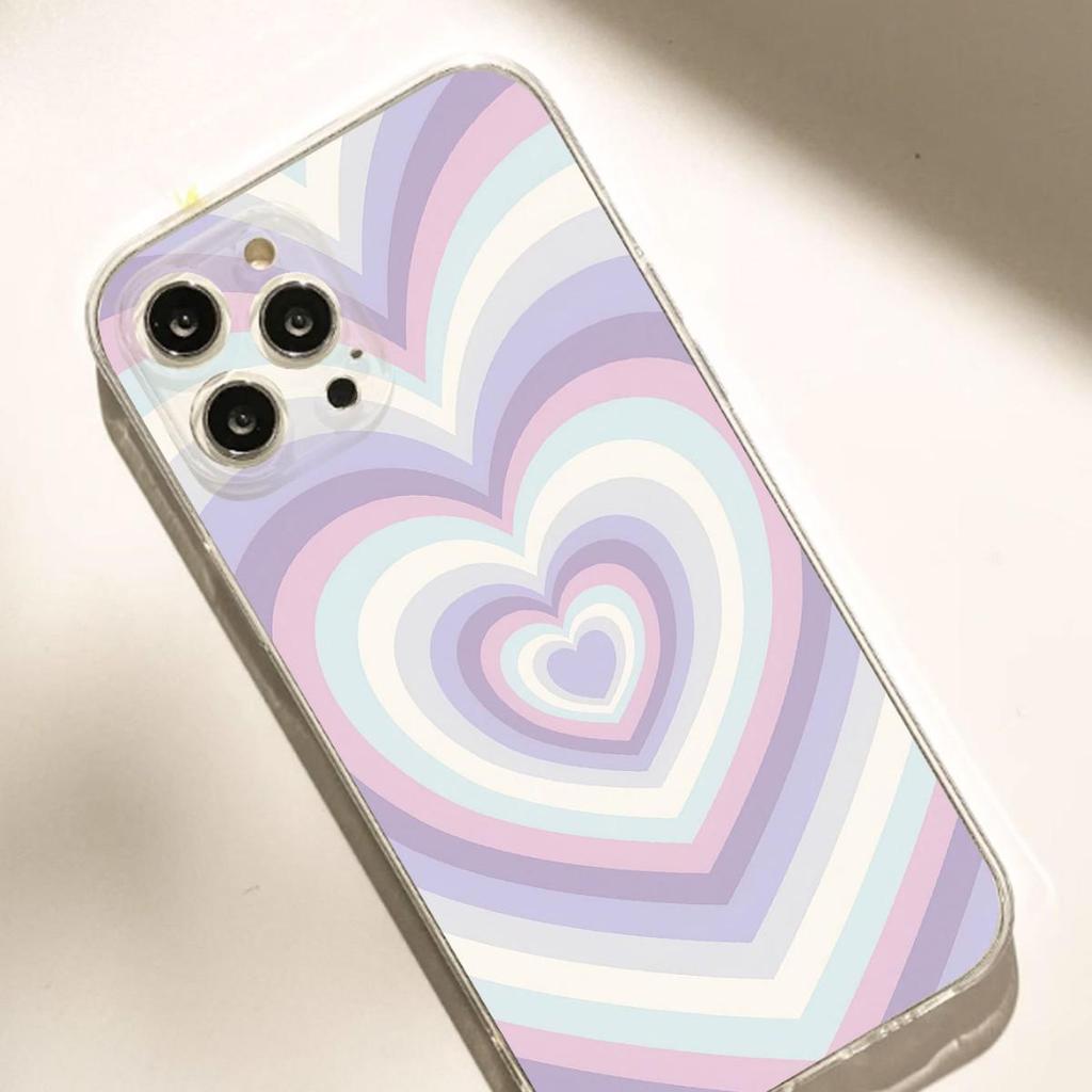 Taro Purple Heart Anti-Drop Transparent Case for iPhone 15/16/17 Pro Max/14