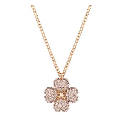 Latisha Flower Pendant Rose Gold Tone Four Leaf Clover Lucky Reversible Necklace Women Necklace Pink 5636489