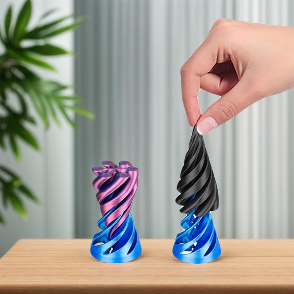 3-1pc 3D Printed Spiral Cone Toy Impossible Pyramid Passthrough Sculpture Pass Through Pyramid Fidget Anti Stress Toy for Kids A