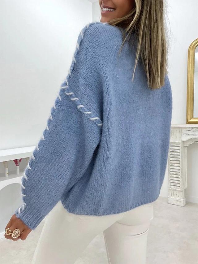 Yangyang Women's Autumn/Winter Ribbed Round Neck Loose Knit Sweater