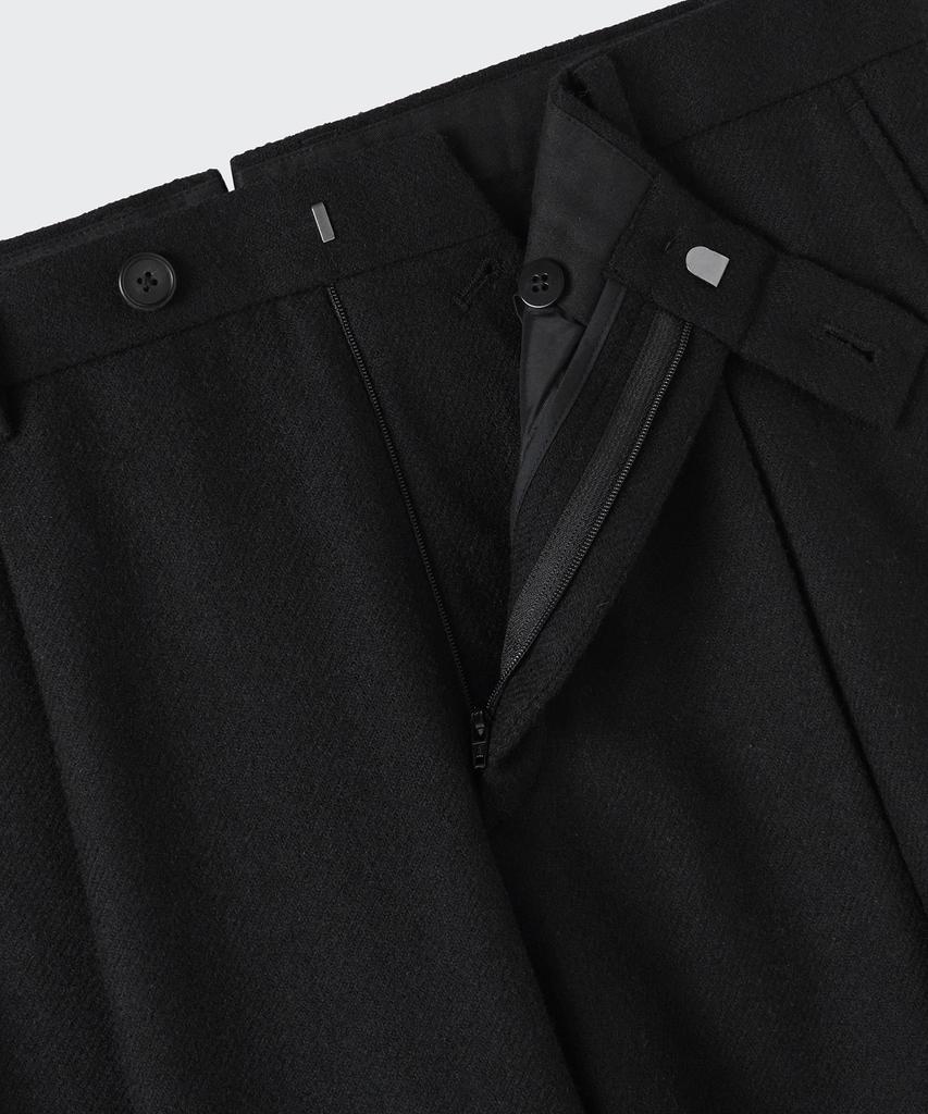 Musinsa Standard Wool Blend Traditional One-Pleat Tapered Slacks [Black]