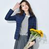(Order A Size Up)Women Spring Slim‑Fit Lightweight Padded Jacket Stand Collar Zipper Long Sleeve Solid Color Elegant Versatile Cropped Coat ()