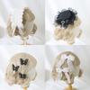 Girls Ruffles Lace Necklace with Pearl Chain Pendant Ribbon Bows Earrings Hair Clips Handmade Lolita Hair Ornaments