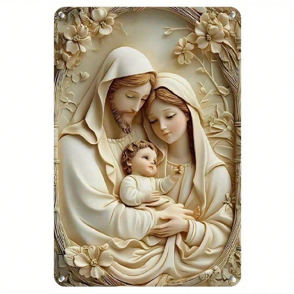 Holy Family Metal Wall Art Christmas Gift Tin Sign