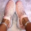 Autumn and Winter New with Diamond Fly-woven Sneakers Women's Large Size 0-4 Casual Fashion Medium Heel Flat Heel Single Shoes Women